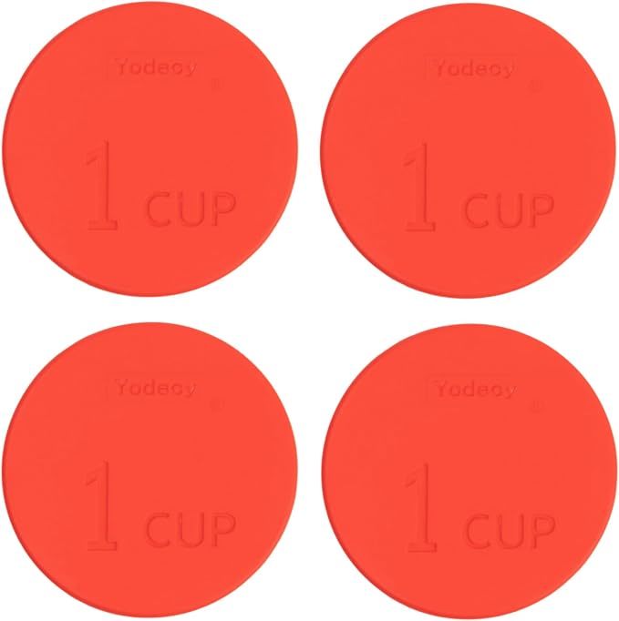 Yodecy Silicone Bowl Lids fit Pyrex Glass Bowls 7202-PC 1 Cup, Yodecy Silicone Bowl Lids fit Anchor Hocking Glass Bowls 7202-PC 1 Cup,Replacement Lids 3.8in(4 Pack Red)