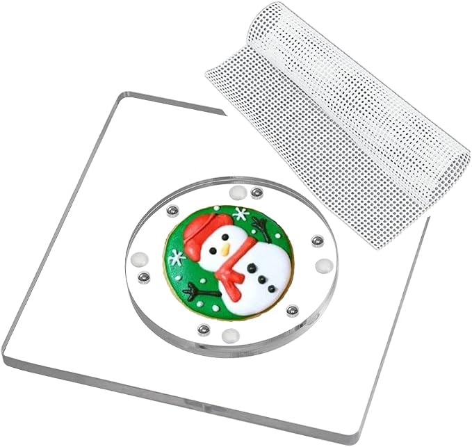 CY craft Cookie Decorating Turntable with Anti-Slip Silicone Mat,Cup Cake Sugar Icing Cookie Decorating Supplies Tools,Clear Acrylic Small Lazy Susan Turn Table,6.3 x 6.3 Inch,Square,Pack of 1