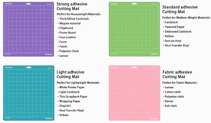 Cutting Mat 12x12 Compatible with Maker/Maker 3/Maker 4/Air 2/Explore 3/4, Variety Sticky（Standard,Light,Strong) Vinyl Mat(6Pack)