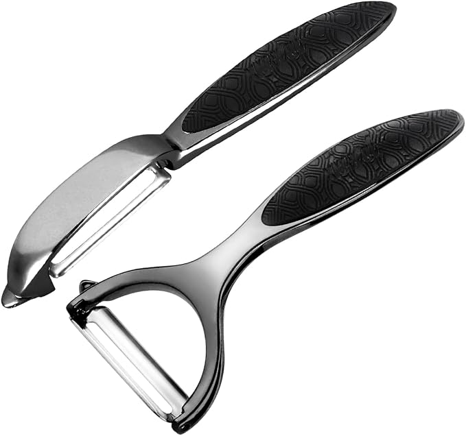 Vegetable Peeler, Potato Peelers for Kitchen Stainless Steel Multi-function Set Fruit Peeler For Kitchen and Household Tools Y & I Shape Swivel Blades for Fruit Vegetables(Black)