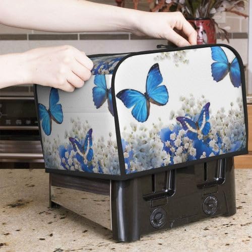 Toaster Cover 4 Slice with Butterfly Pattern Dustproof Protection | Waterproof Fingerprint Wide Slot Reusable for Kitchen Small Appliance