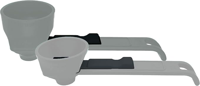 NEW VERSION: Slide Scoop the original measuring scoop + funnel No spill preparation of protein powder, workout & sports drinks, baby formula & kcup refill Mess & Spill free - (Set of 1 & 2 Tablespoon)