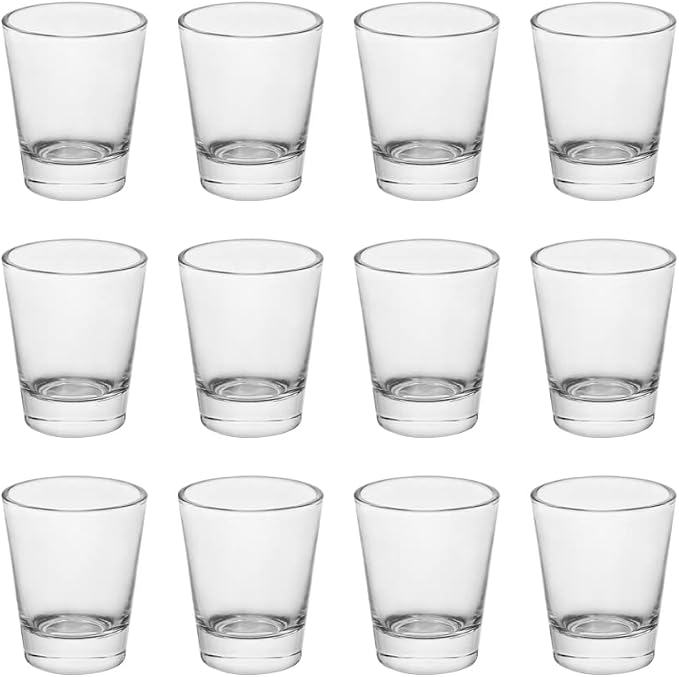 Heavy Base Shot Glasses, 1.5 oz Sets of Clear Shot Glass (12 Pack), Measuring Cup for Espresso, Liquid, and Wine - Heavy Glass (Glass, 12Pack)