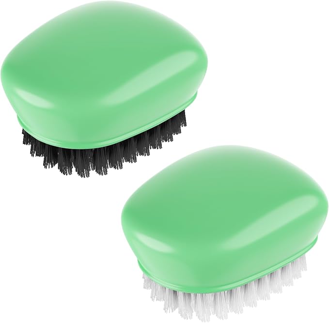 SXhyf Vegetable Brush Scrubber for Food, Black Stiff & White Soft Bristles | Potato Scrubber Brush, Produce Brush for Fruits and Veggies, Vegetable Cleaning Brush for Mushrooms, Carrots, Lemons (Green)