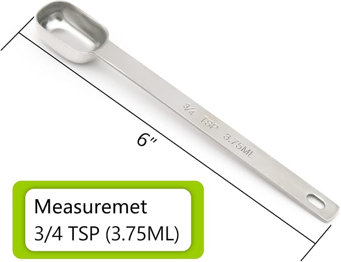 2PCS 3/4TSP(3.75ML) Measuring Spoon, Stainless Steel Long Handle Teaspoons | High Precision, Food-Grade Stainless Steel, ‌Rust-Free, Dishwasher-Safe, Easy-Read Markings, Multi-Purpose, Sturdy & Durable