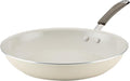 Rachael Ray Cucina Ceramic Nonstick Frying Pan/Skillet, 12.5 Inch Non Stick Open Fry Pan, Dishwasher Safe - Almond