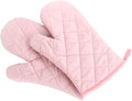 Oven Mitts, Premium Heat Resistant Kitchen Gloves Cotton & Polyester Quilted Oversized Mittens, 1 Pair (Pink)