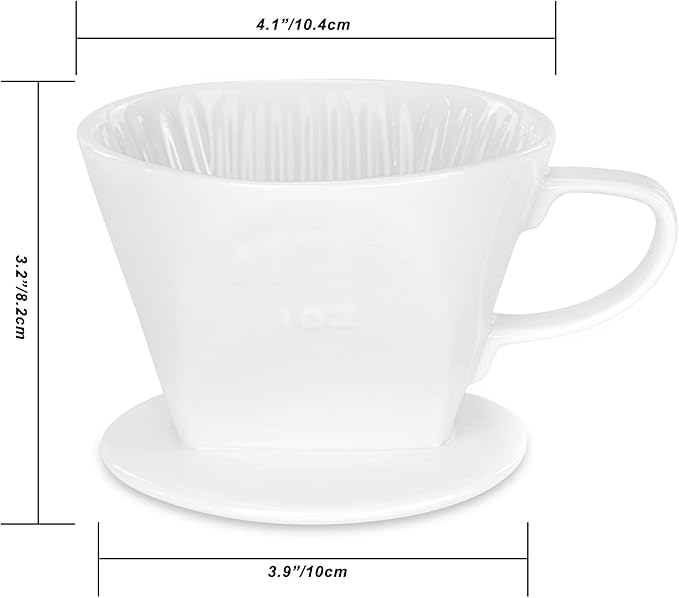 Pour Over Ceramic, Coffee Dripper Ceramic Coffee Maker,White | 3 Holes Flat Bottom, Porcelain Slow Filter Cone for Travel, Camping, Office, Home, Coffee Maker Brew