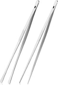 ChefBee 2PCS 12" Stainless Steel Kitchen Tongs Tweezers with Serrated Tips | Precision Grip, Chef Grade, Sturdy Kitchen Utensils, For Serving Food Pasta Salad, Suitable for Grill BBQ Culinary Use