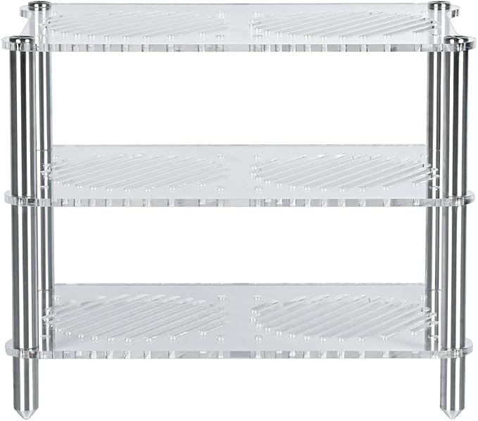Fosi Audio Acrylic Amplifier Rack for Cooling Fan, Sturdy Audio Equipment Rack for Home Theater, HiFi and AV Component Rack, Ventilated Speaker Stand for Studio and Audio Devices
