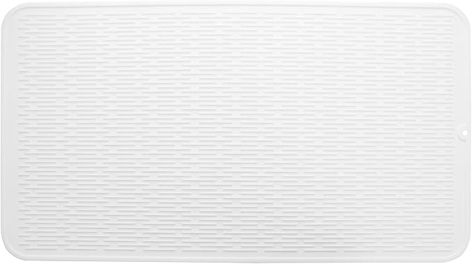 MicoYang Silicone Dish Drying Mat for Multiple Usage,Easy clean,Eco-friendly,Heat-resistant Silicone Mat for Kitchen Counter or Sink,Refrigerator or Drawer Liner White 4XL 32 inches x 18 inches