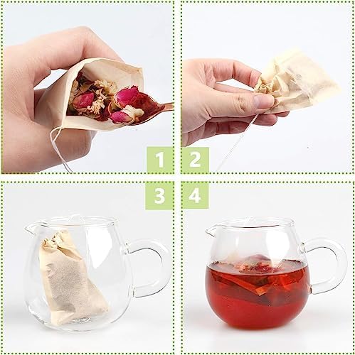 300 Pcs Disposable Tea Bags for Loose Leaf Tea, Empty Tea Bags for Loose Tea with Drawstring, Natural Tea Filter Bags