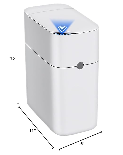 CTIME Touchless Automatic Bathroom Trash Can with Lid for Bathroom | Touchless trash can, Motion sensor,Waterproof trash can, Bathroom trash bin,Odor sealing, Bathroom privacy,Space-saving