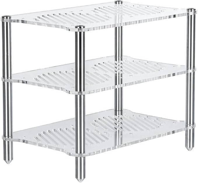Fosi Audio Acrylic Amplifier Rack for Cooling Fan, Sturdy Audio Equipment Rack for Home Theater, HiFi and AV Component Rack, Ventilated Speaker Stand for Studio and Audio Devices