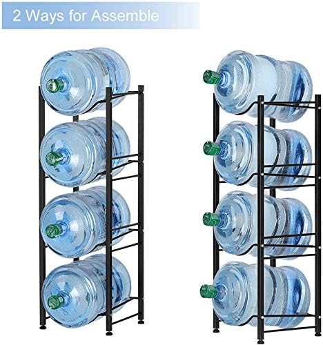 LIANTRAL Water Cooler Jug Rack, 4-Tier Heavy Duty Water Bottle Holder Storage Rack for 5 Gallon Water Dispenser, 5 Gallon Water bottle Holder, 5 Gallon Water Jug Holder | 4-Tier Black,Heavy-Duty Steel,Rustproof,Easy Assembly,Floor Protection,Save Space...