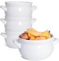 Vumdua Soup Bowls with Handles, 16 Oz Ceramic French Onion Soup Bowls - Stackable Oven Safe Bowls Serving Crocks for Soup, Cereal, Chilli, Pot Pies, Set of 4, White