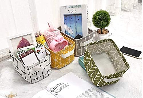Tamicy Mini Storage Basket（Pack of 5） | Blend Storage Bins for Makeup, Book, Baby Toy,8x6x5.5 inch Home Decor Canvas Organizers Bag 8x6.3x5.1 inch