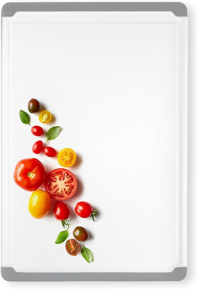 Extra Large Plastic Cutting Board for Kitchen - Gray 18 Inch Dishwasher Safe Chopping Board, Reversible Cutting Board with Juice Groove + Non Slip Feet for Meat, Fruit, Vegetables by Belwares