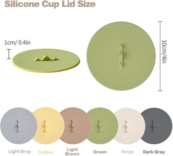 6PCS Silicone Cup Covers, Multicolored Silicone Lids for Mugs, Style 3 | Reusable, Anti-Dust Seal, Universal Fit, Mug Covers with Spoon Holder, Flexible Mug Covers, Hot Cup Lids for Coffee & Tea