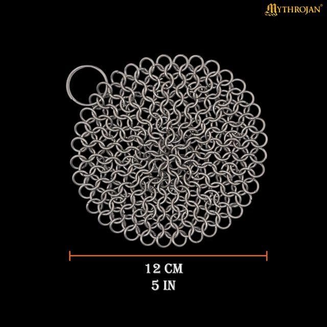 Cast Iron Cleaner 4.5" x 4.5" 316L Stainless Steel Chainmail Scrubber Round For Cast Iron Pan Griddle Skillet Dutch Oven Wok, Pan Pot BBQ Grills