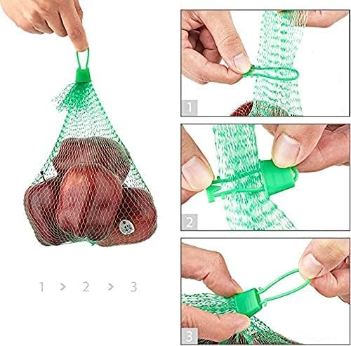 100pcs Seafood Boiling Bags, Plastic Reusable Mesh Produce Bags, Crawfish Bags Boiling Bags, Mesh Onion Bags, Fruit and Vegetable Produce Bag (24inch and Loop-Style Closures white)
