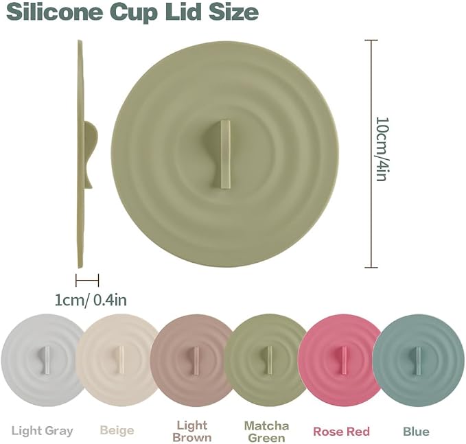 6PCS Silicone Cup Covers, Multicolored Silicone Lids for Mugs, Style 2 | Reusable, Anti-Dust Seal, Universal Fit, Mug Covers with Spoon Holder, Flexible Mug Covers, Hot Cup Lids for Coffee & Tea