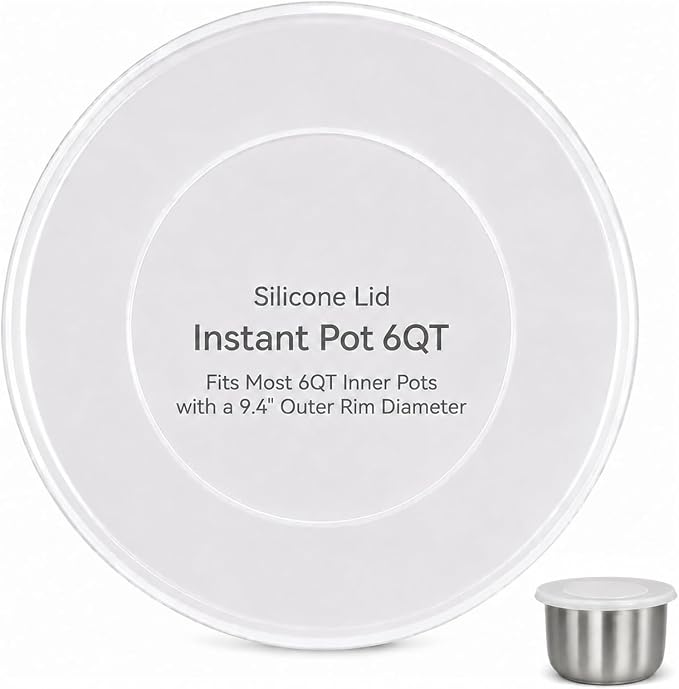 Silicone Lid for Instant Pot 6Q & 5Q, Airtight for Food Storage | Airtight & Reusable. Microwave, Freezer & Dishwasher Safe. Keeps food fresh.Translucent design.