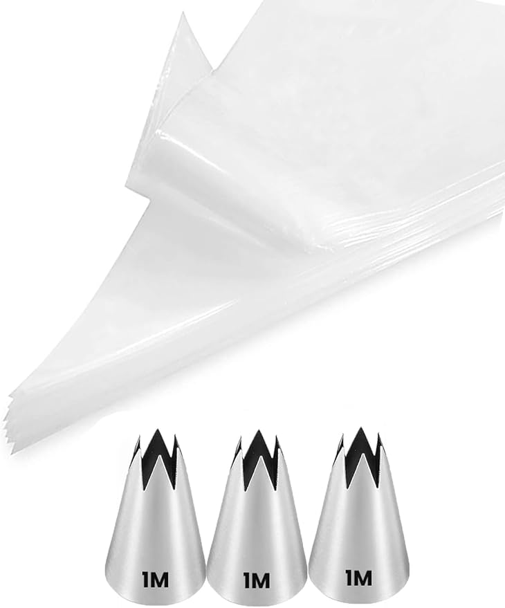 1M Piping Tip with Bags, Open Star Rosette Tip for Cake Decorating