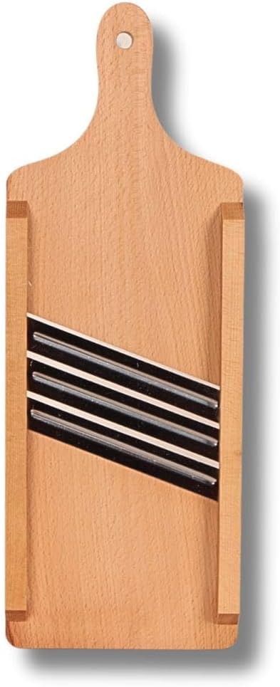 Wooden Cabbage Shredder, Vegetable Slicer | Three Blades, Pre-Oiled, Cut Resistant Glove Included, For Sauerkraut, Coleslaw, Salads