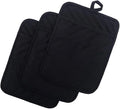 nyi Pot Holders for Kitchen Heat Resistant, Cotton Hot Pads for Kitchen Counter Table, Black Pot Holders with Pocket