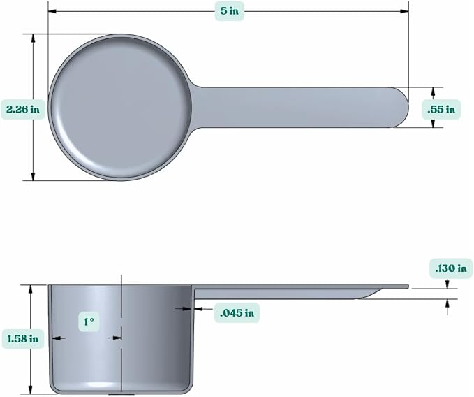 3/8 Cup (3 Oz. | 6 Tablespoon | 90 mL) Long Handle Plastic Measuring Scoop for Coffee, Protein Powder, Pet Food, Spices, Grains, Dry Goods – Food-Grade BPA-Free (Pack of 5)
