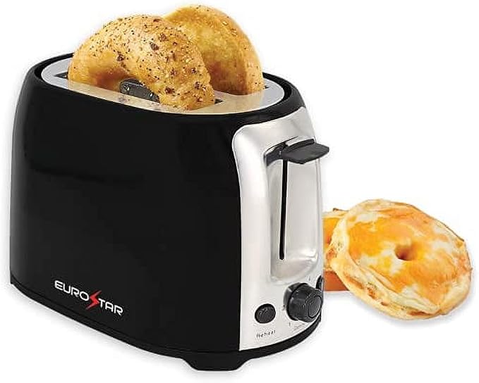 EUROSTAR ET750B 2-Slice Cool Touch Wide-Slot Toaster, Black