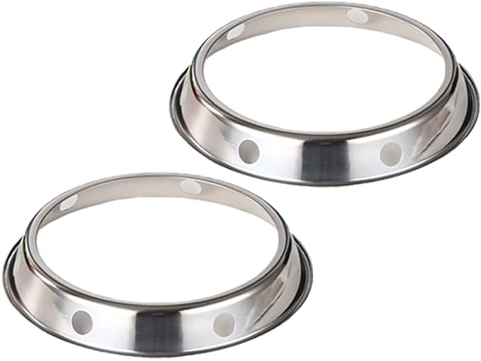 Universal Wok Ring Stand - Sturdy Stainless Steel Support for Woks, Fits Most Home Kitchens & Restaurants, Top Diameter: 7.7 in/Bottom Diameter: 9.8 in 2-Pack
