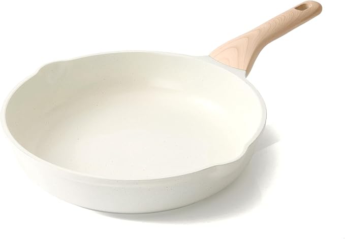 Kordisen Nonstick Ceramic Frying Pan, 11 Inch Ceramic Skillet, Healthy Non Toxic Cooking Pan, Stay-Cool Handle, Induction Compatible, PFOA & PFAS Free, White