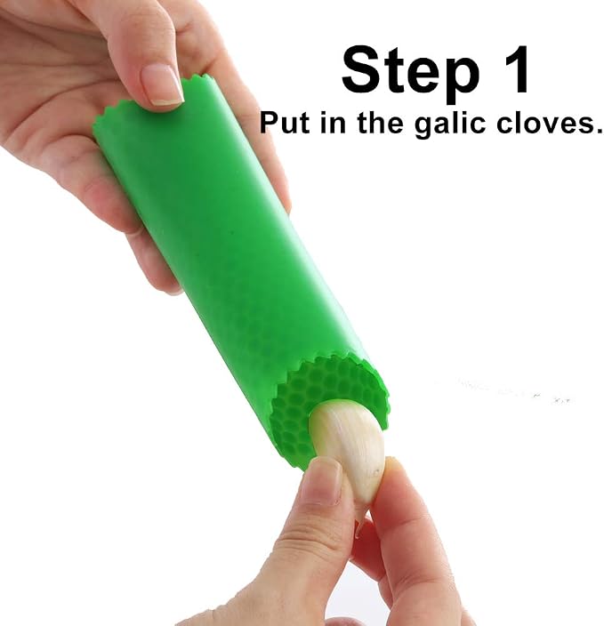 Sinnsally Garlic Peeler Skin Remover Roller Keeper,Easy Quick to Peeled Garlic Cloves with Silicone Tube Roller Garlic Peeling Kitchen Tool (Green,Red)