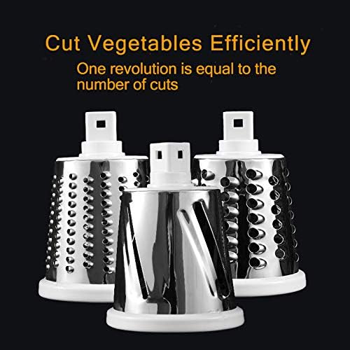 Manual Rotary Cheese Grater, Potato Slicer Cutter Hand Crank, Kitchen Mandoline Vegetable Shredder, with 3 Interchangeable Blades (White)