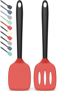 Coukre 2 Pack Silicone Spatula Set,High Heat Resistant, BPA-Free | Dishwasher Safe Kitchen Spatula for Nonstick Pans, Solid & Slotted Turners for Cooking, Sautéing, and Flipping, RedBlack