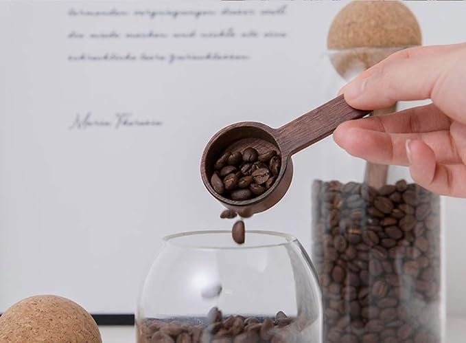 Coffee Spoons, ablespoon Scoop, Coffee Ground Spoon, Measuring for Ground Beans or tea, Soup Cooking Mixing Stirrer Kitchen Tools Utensils, 1 Wooden Tea Scoop (Walnut Wooden 3.86 in）