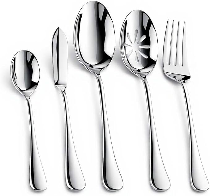 Nice Kitchen Silverware Set, Heavy Duty Stainless Steel Cutlery Set | Mirror Polished Utensils Spoons and Forks Set for Kitchen, Dishwasher Safe, 5 Piece