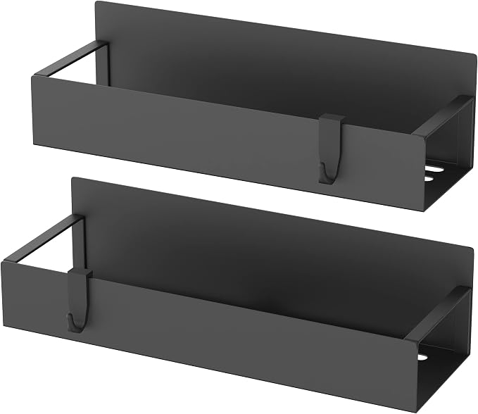Metal Magnetic Spice Rack for Refrigerator2 Pack Black | Magnetic Shelves Heavy Duty for Fridge in Kitchen, Seasoning Storage Organizer, For Oven Washer and Dryer, For Heavier Items