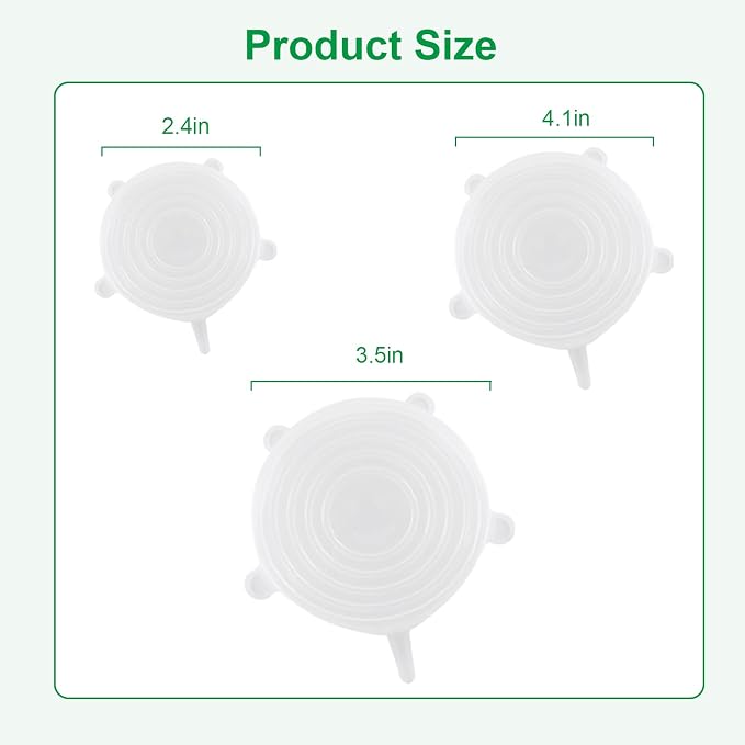 Small Silicone Stretch Lids – 6 Pack Reusable Food Covers,Flexible Silicone for Bowls, Containers, Fruits – Airtight & Leakproof Seal for Kitchen Storage (Transparent)