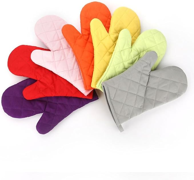 Oven Mitts, Premium Heat Resistant Kitchen Gloves Cotton & Polyester Quilted Oversized Mittens, New Gray