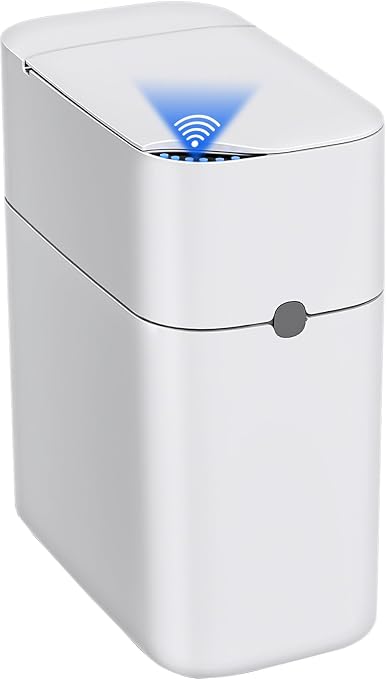 CTIME Touchless Automatic Bathroom Trash Can with Lid for Bathroom | Touchless trash can, Motion sensor,Waterproof trash can, Bathroom trash bin,Odor sealing, Bathroom privacy,Space-saving
