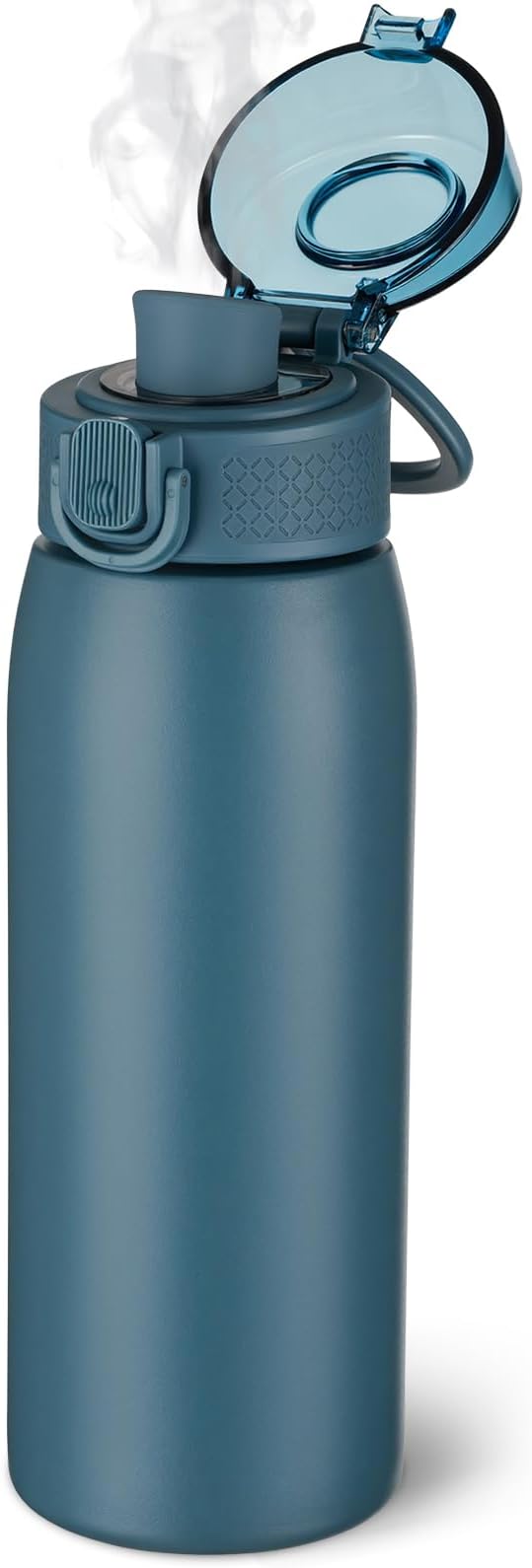 Insulated Water Bottle 18 oz with Dustproof Lid, Carry Handle & Tea Infuser, BPA-Free & Leakproof, Stainless Steel Water Bottles Ideal for Fitness, Hiking, Office & Outdoor Use （Navy Blue ）