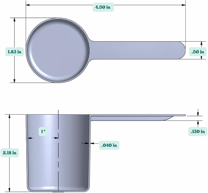 1/3 Cup (80 mL | 2.7 Oz.) Long Handle Plastic Measuring Scoop for Coffee, Protein Powder, Pet Food, Spices, Grains, Dry Goods – Food-Grade BPA-Free (Pack of 100)