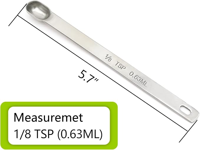 1PCS 1/8TSP(0.63ML) Measuring Spoon, Stainless Steel Long Handle Teaspoons | High Precision, Food-Grade Stainless Steel, ‌Rust-Free, Dishwasher-Safe, Easy-Read Markings, Multi-Purpose, Sturdy & Durable