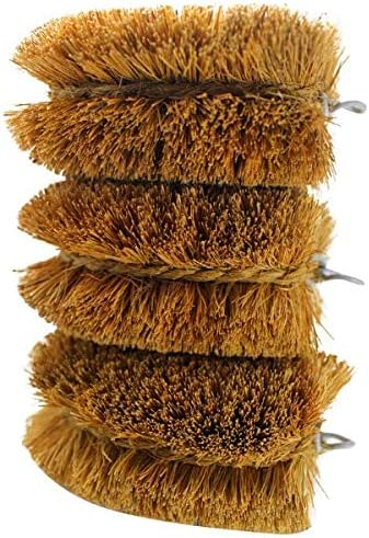 Pack of 3 Tawashi Vegetable Brushes Natural Coconut Fiber, Japanese Design, Ideal for Fruits, Veggies and Household use with Wire Hanging Loop by SKARBY