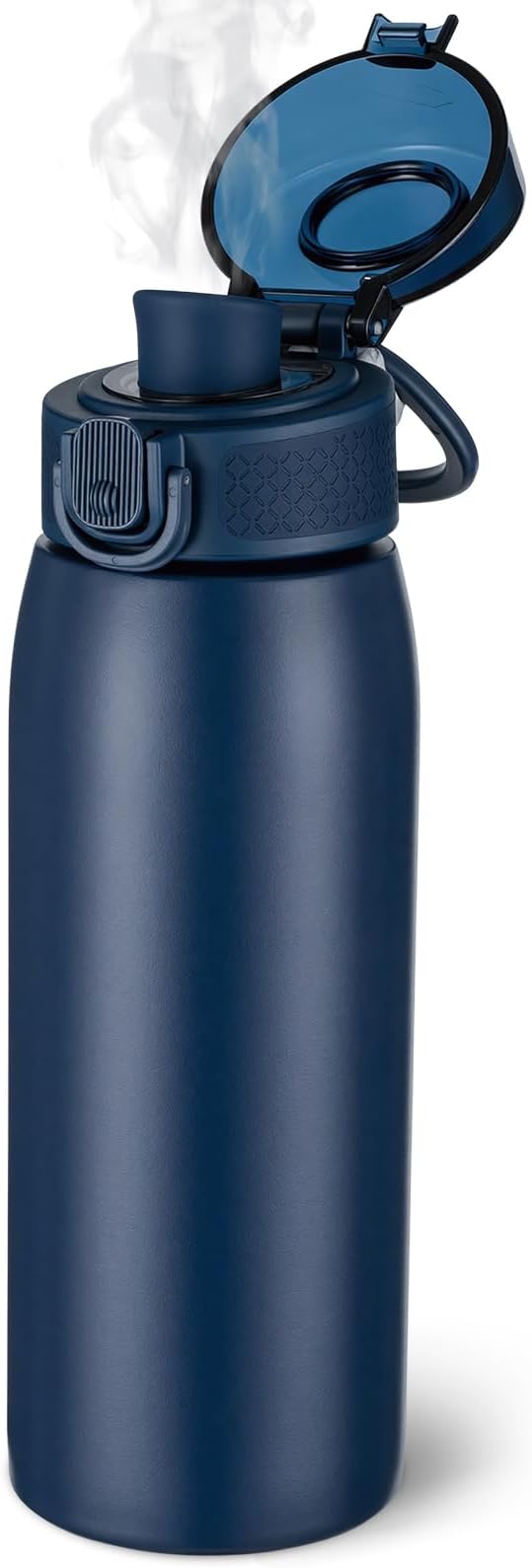 Insulated Water Bottle 18 oz with Dustproof Lid, Carry Handle & Tea Infuser, BPA-Free & Leakproof, Stainless Steel Water Bottles Ideal for Fitness, Hiking, Office & Outdoor Use （Dark Blue ）
