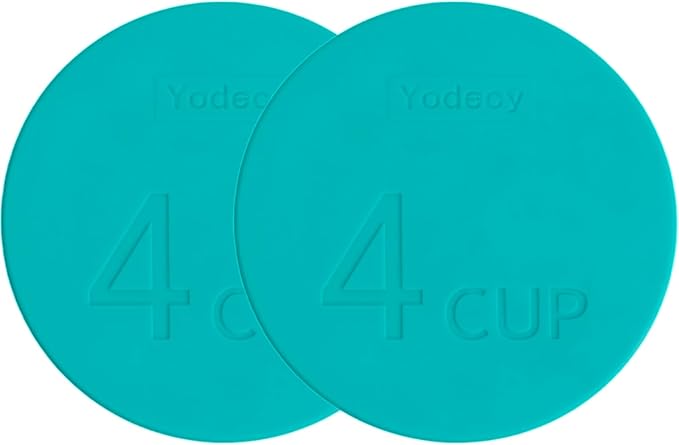 Yodecy Silicone Bowl Lids fit Pyrex Glass Bowls 7201-PC 4 Cup, Yodecy Silicone Bowl Lids fit Anchor Hocking Glass Bowls 7201-PC 4 Cup,Replacement Lids(2 Pack Blue-green)