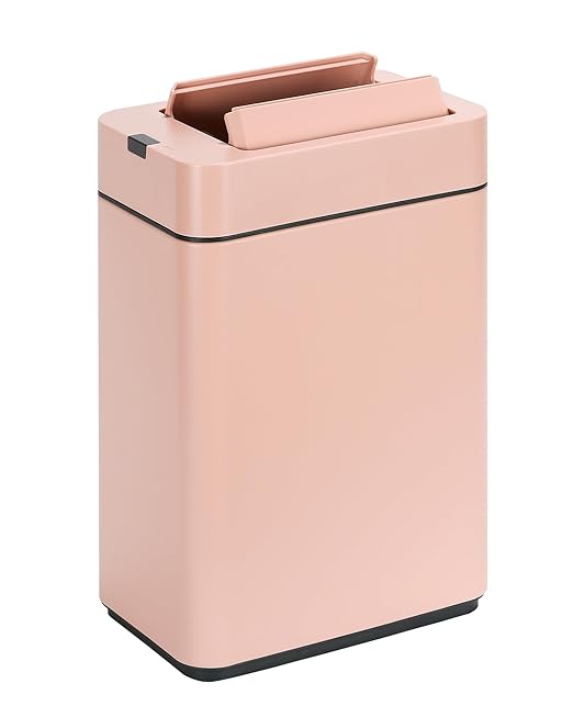 ELPHECO Slim Bathroom Trash Can with Lid 2.6 Gallon Smart Trash Can Pink | Motion Sensor Butterfly Lid Garbage Can Automatic Stainless Steel Wastebasket Bathroom Decor for Bedroom Office Toilet
